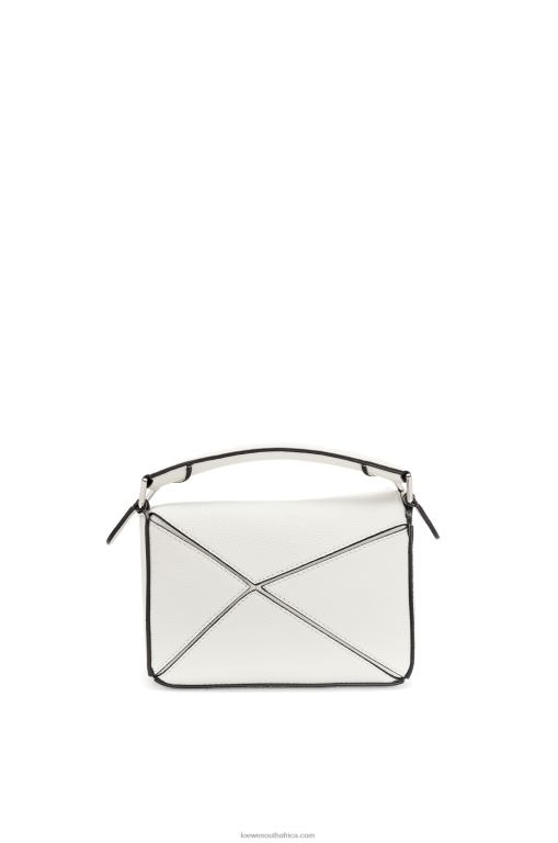 Loewe Women Mini Puzzle bag in soft grained calfskin 206XF203 Soft White