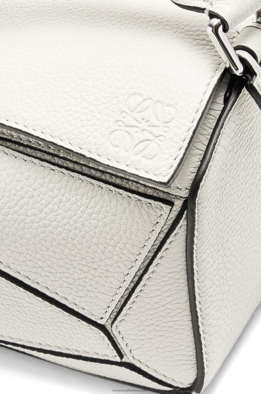 Loewe Women Mini Puzzle bag in soft grained calfskin 206XF203 Soft White