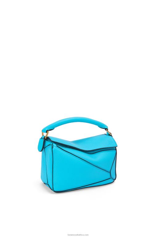 Loewe Women Mini Puzzle bag in soft grained calfskin 206XF287 Cyan