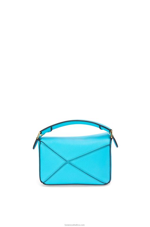 Loewe Women Mini Puzzle bag in soft grained calfskin 206XF287 Cyan