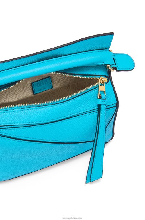 Loewe Women Mini Puzzle bag in soft grained calfskin 206XF287 Cyan