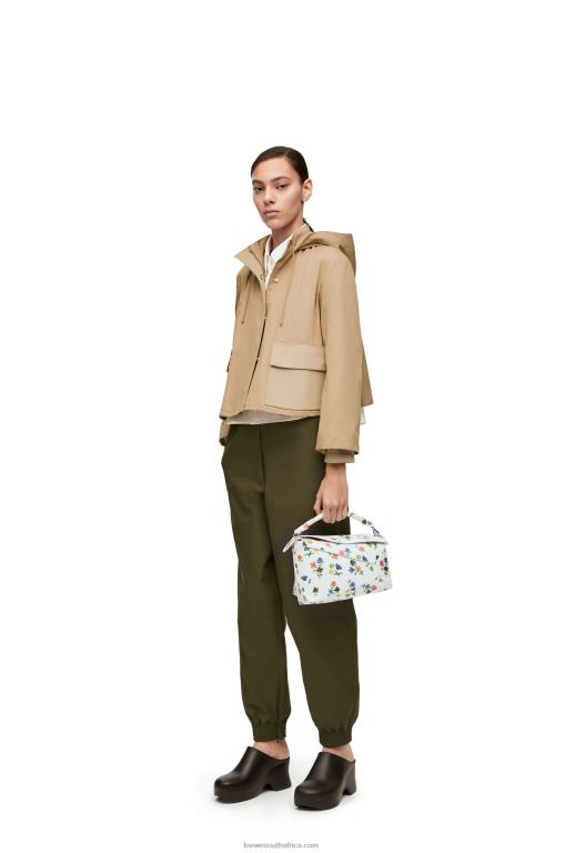 Loewe Women Small Flower Puzzle Edge bag in satin calfskin 206XF394 White/Multicolor