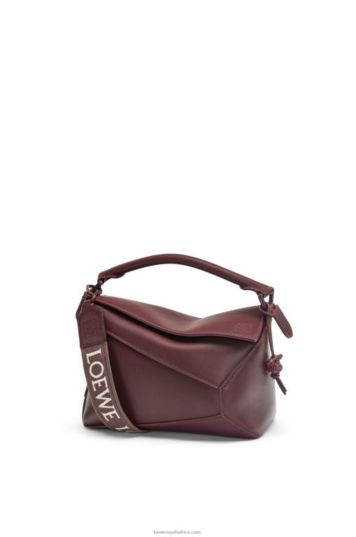 Loewe Women Small Puzzle Edge bag in satin calfskin 206XF274 Sang De Boeuf Glaze