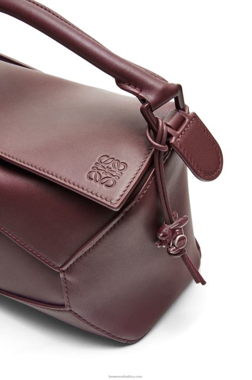 Loewe Women Small Puzzle Edge bag in satin calfskin 206XF274 Sang De Boeuf Glaze