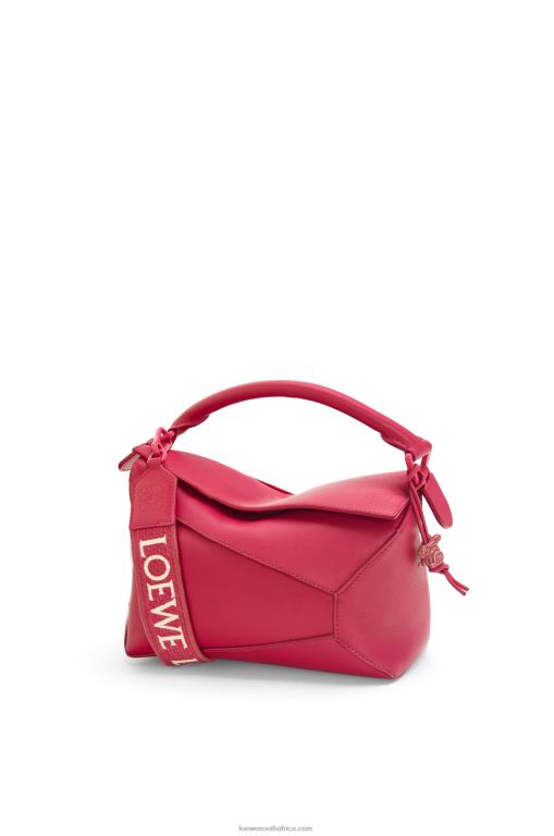 Loewe Women Small Puzzle Edge bag in satin calfskin 206XF436 Ruby Red Glaze