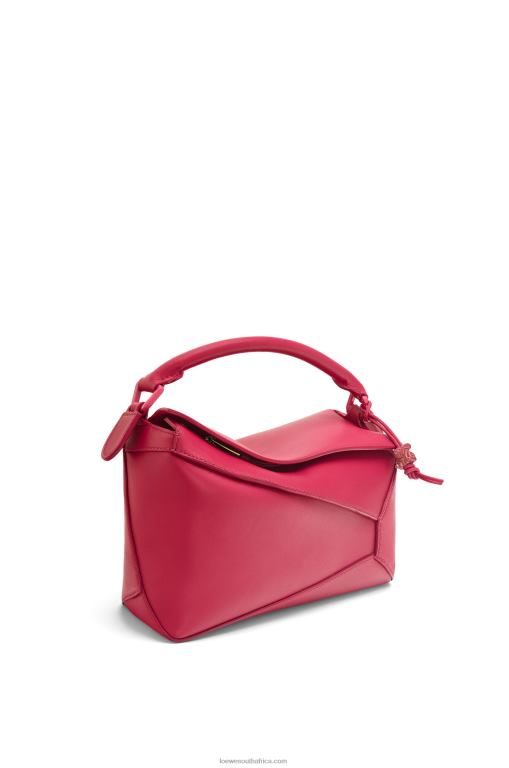 Loewe Women Small Puzzle Edge bag in satin calfskin 206XF436 Ruby Red Glaze