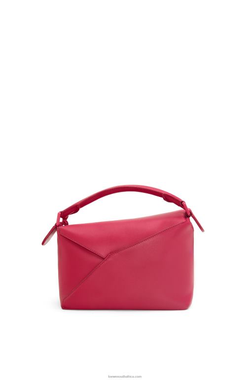 Loewe Women Small Puzzle Edge bag in satin calfskin 206XF436 Ruby Red Glaze