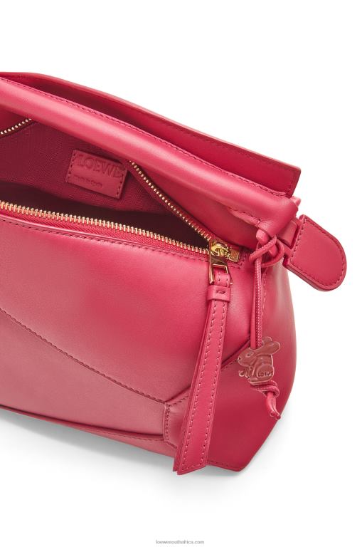 Loewe Women Small Puzzle Edge bag in satin calfskin 206XF436 Ruby Red Glaze