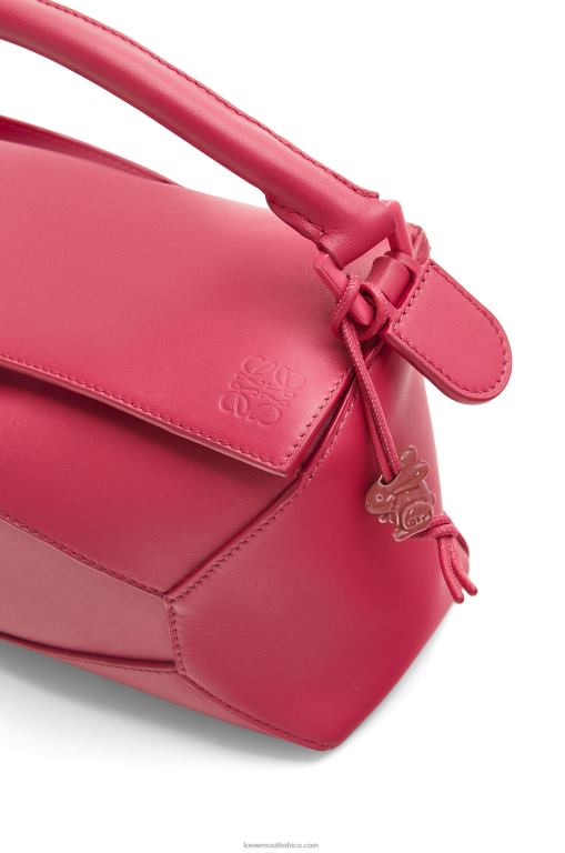 Loewe Women Small Puzzle Edge bag in satin calfskin 206XF436 Ruby Red Glaze