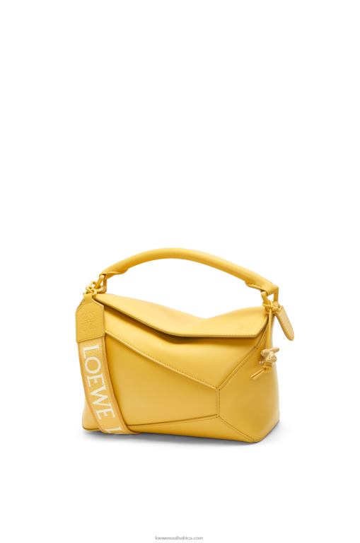 Loewe Women Small Puzzle Edge bag in satin calfskin 206XF530 Pale Yellow Glaze