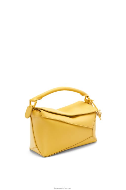 Loewe Women Small Puzzle Edge bag in satin calfskin 206XF530 Pale Yellow Glaze
