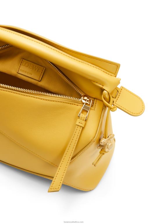 Loewe Women Small Puzzle Edge bag in satin calfskin 206XF530 Pale Yellow Glaze