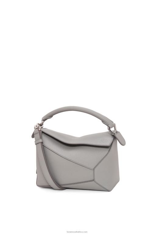 Loewe Women Small Puzzle Edge bag in soft grained calfskin 206XF366 Pearl Grey