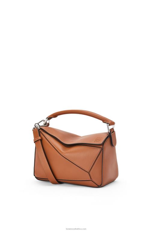 Loewe Women Small Puzzle bag in classic calfskin 206XF364 Tan