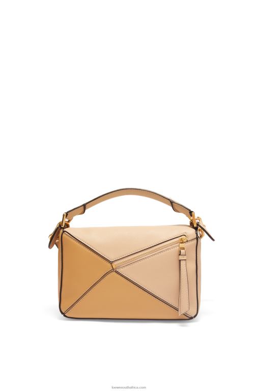 Loewe Women Small Puzzle bag in classic calfskin 206XF396 Dusty Beige/Soft White