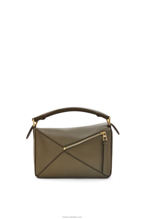 Loewe Women Small Puzzle bag in classic calfskin 206XF542 Dark Khaki Green
