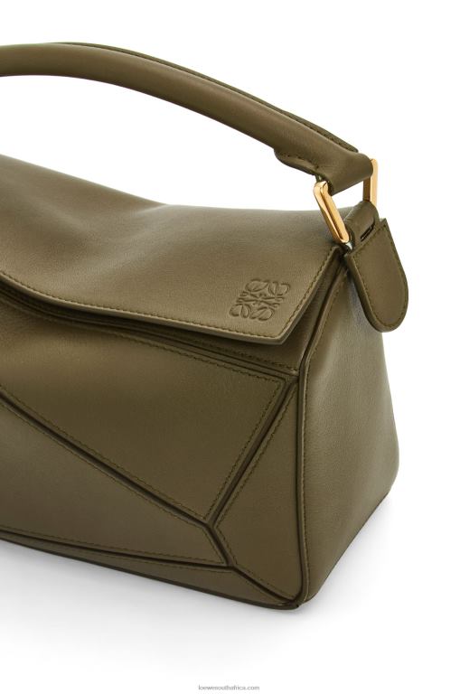 Loewe Women Small Puzzle bag in classic calfskin 206XF542 Dark Khaki Green