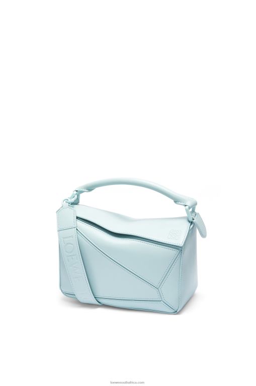 Loewe Women Small Puzzle bag in satin calfskin 206XF459 Aquamarine