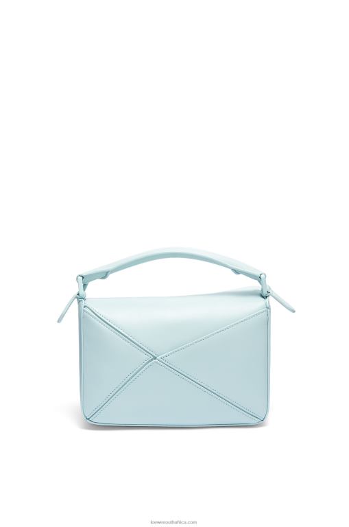 Loewe Women Small Puzzle bag in satin calfskin 206XF459 Aquamarine