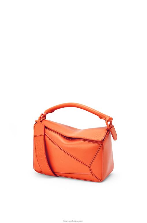 Loewe Women Small Puzzle bag in satin calfskin 206XF491 Orange