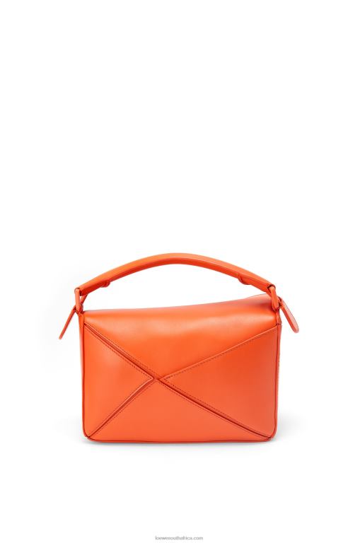 Loewe Women Small Puzzle bag in satin calfskin 206XF491 Orange