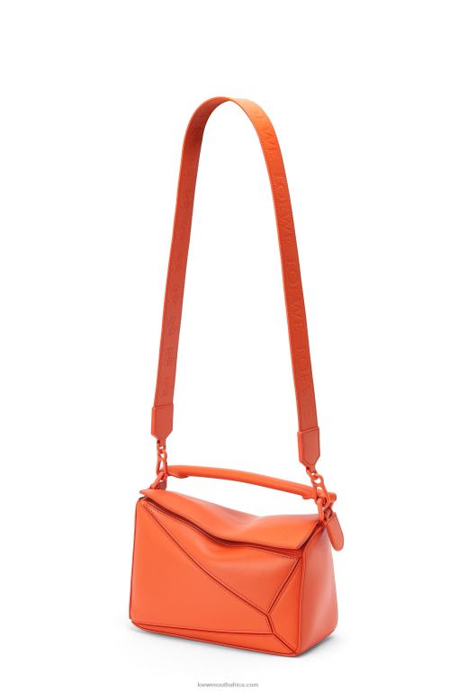 Loewe Women Small Puzzle bag in satin calfskin 206XF491 Orange