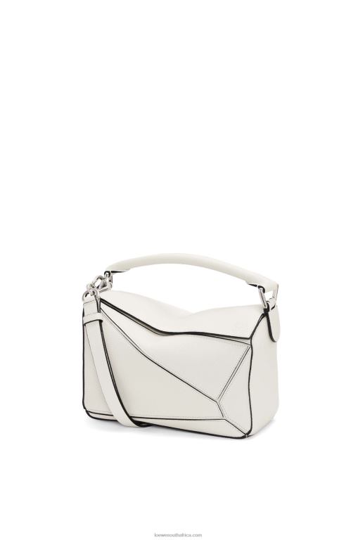 Loewe Women Small Puzzle bag in soft grained calfskin 206XF367 Soft White