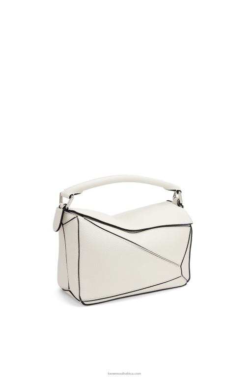 Loewe Women Small Puzzle bag in soft grained calfskin 206XF367 Soft White