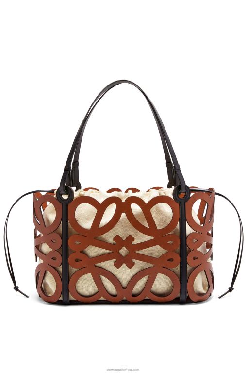 Loewe Women Anagram cut-out tote in calfskin 206XF127 Tan