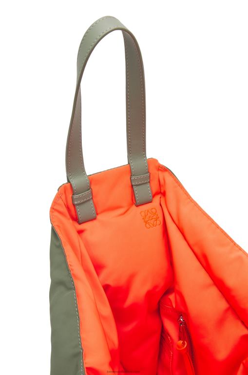 Loewe Women Hammock Tote reversible bag in nylon 206XF446 Vintage Khaki