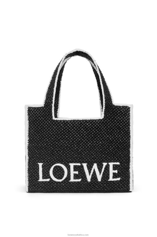 Loewe Women Large Font Tote in raffia 206XF11 Black