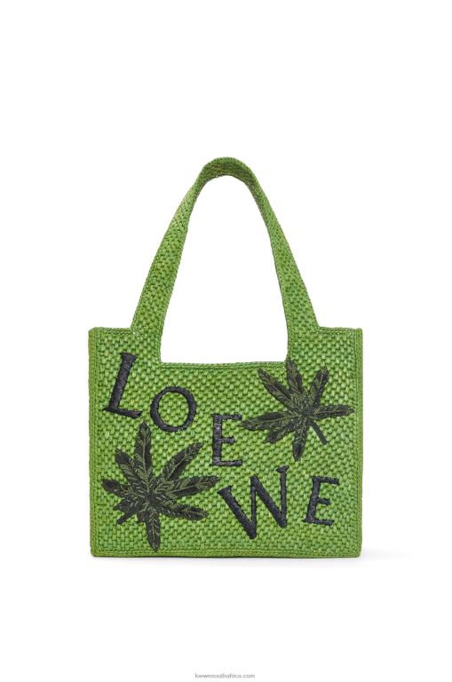 Loewe Women Leaf Font Tote in raffia 206XF31 Green