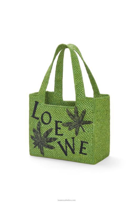 Loewe Women Leaf Font Tote in raffia 206XF31 Green
