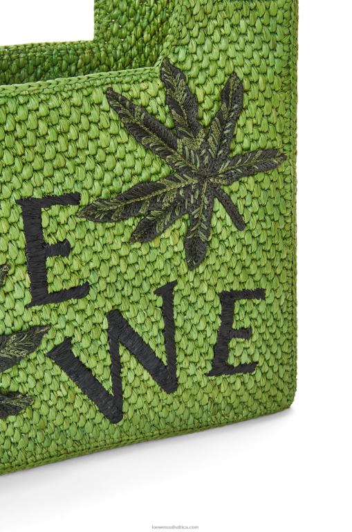 Loewe Women Leaf Font Tote in raffia 206XF31 Green
