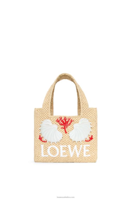 Loewe Women Maruja Mallo mini Font Tote in raffia 206XF112 Natural