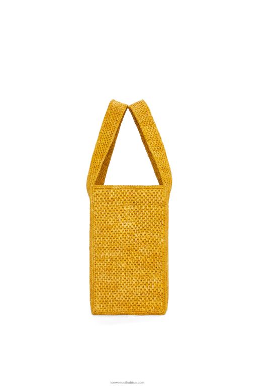 Loewe Women Medium Font Tote in raffia 206XF13 Ochre
