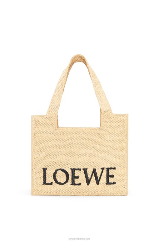 Loewe Women Medium Font Tote in raffia 206XF30 Natural