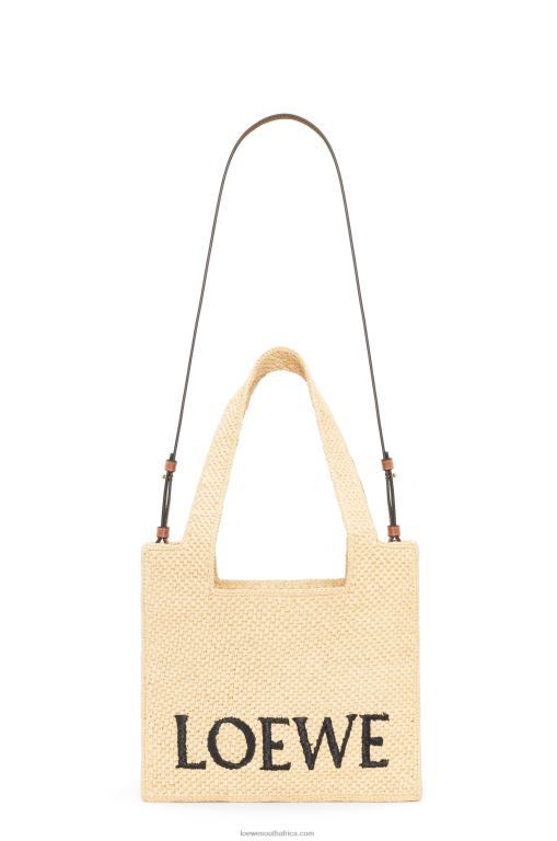Loewe Women Medium Font Tote in raffia 206XF30 Natural