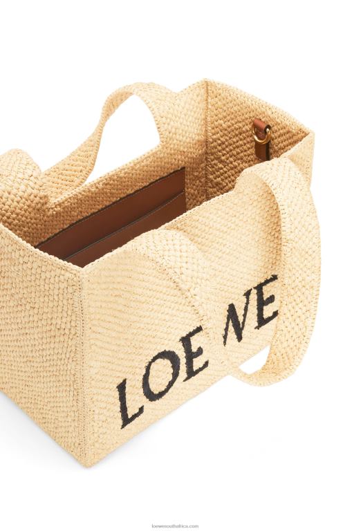 Loewe Women Medium Font Tote in raffia 206XF30 Natural