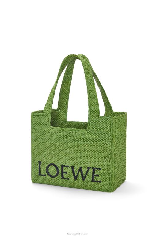 Loewe Women Medium Font Tote in raffia 206XF32 Green