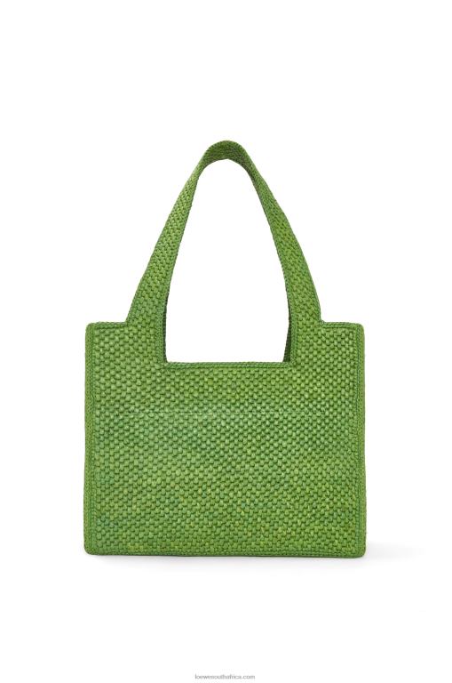 Loewe Women Medium Font Tote in raffia 206XF32 Green