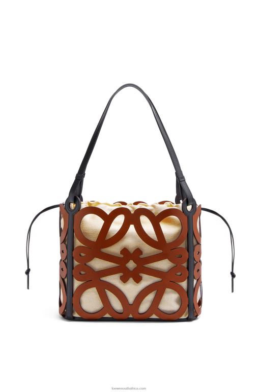 Loewe Women Small Anagram cut-out tote in calfskin 206XF125 Tan