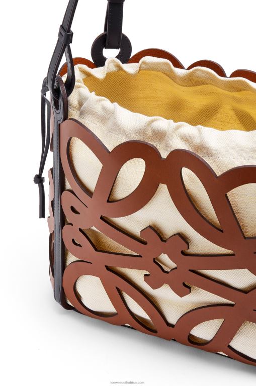 Loewe Women Small Anagram cut-out tote in calfskin 206XF125 Tan