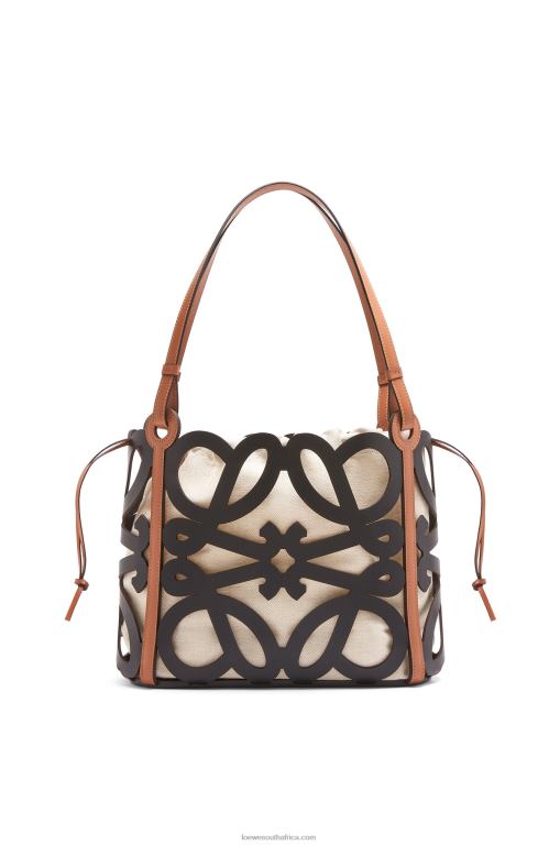 Loewe Women Small Anagram cut-out tote in calfskin 206XF126 Black