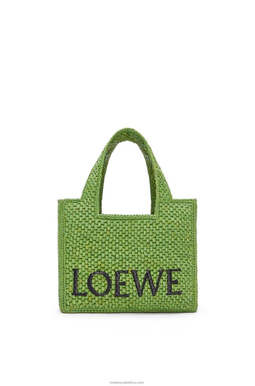 Loewe Women Small Font Tote in raffia 206XF108 Green