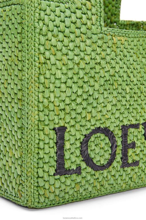 Loewe Women Small Font Tote in raffia 206XF108 Green