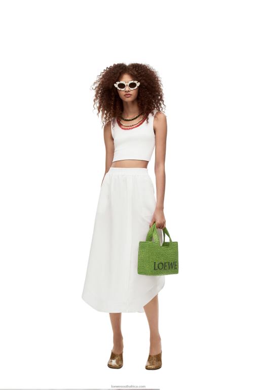 Loewe Women Small Font Tote in raffia 206XF108 Green