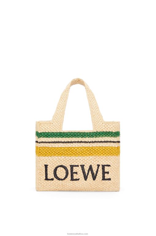 Loewe Women Small Font Tote in raffia 206XF111 Natural/Multicolor