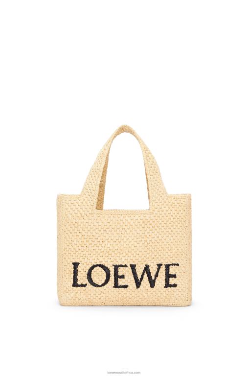 Loewe Women Small Font Tote in raffia 206XF33 Natural