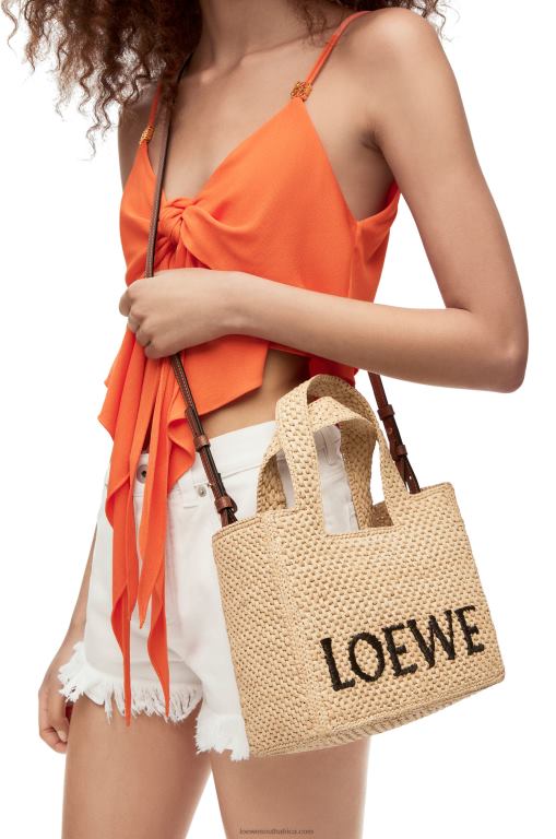 Loewe Women Small Font Tote in raffia 206XF33 Natural